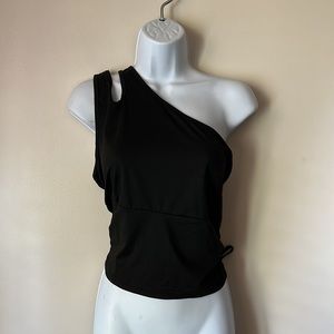 One Shoulder Drawstring Side Crop Top